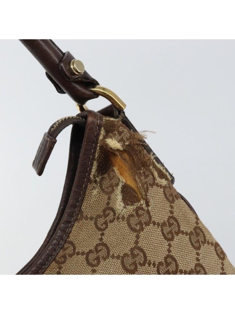 Authentic GUCCI GG Canvas Abbey Shoulder Bag Beige Gold 130738 - Picture 15 of 16